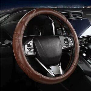 Leather Steering Wheel Cover - Car Cover 15 inch Universal Fit Microfiber